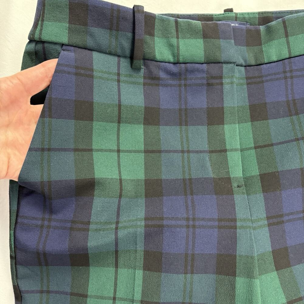 J. Crew Dress Pants Women’s 10 Black Watch Plaid Ruby Full-Length Stretch Tartan - Picture 12 of 16